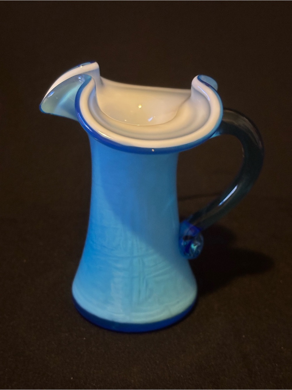 Small Blue Glass Pitcher